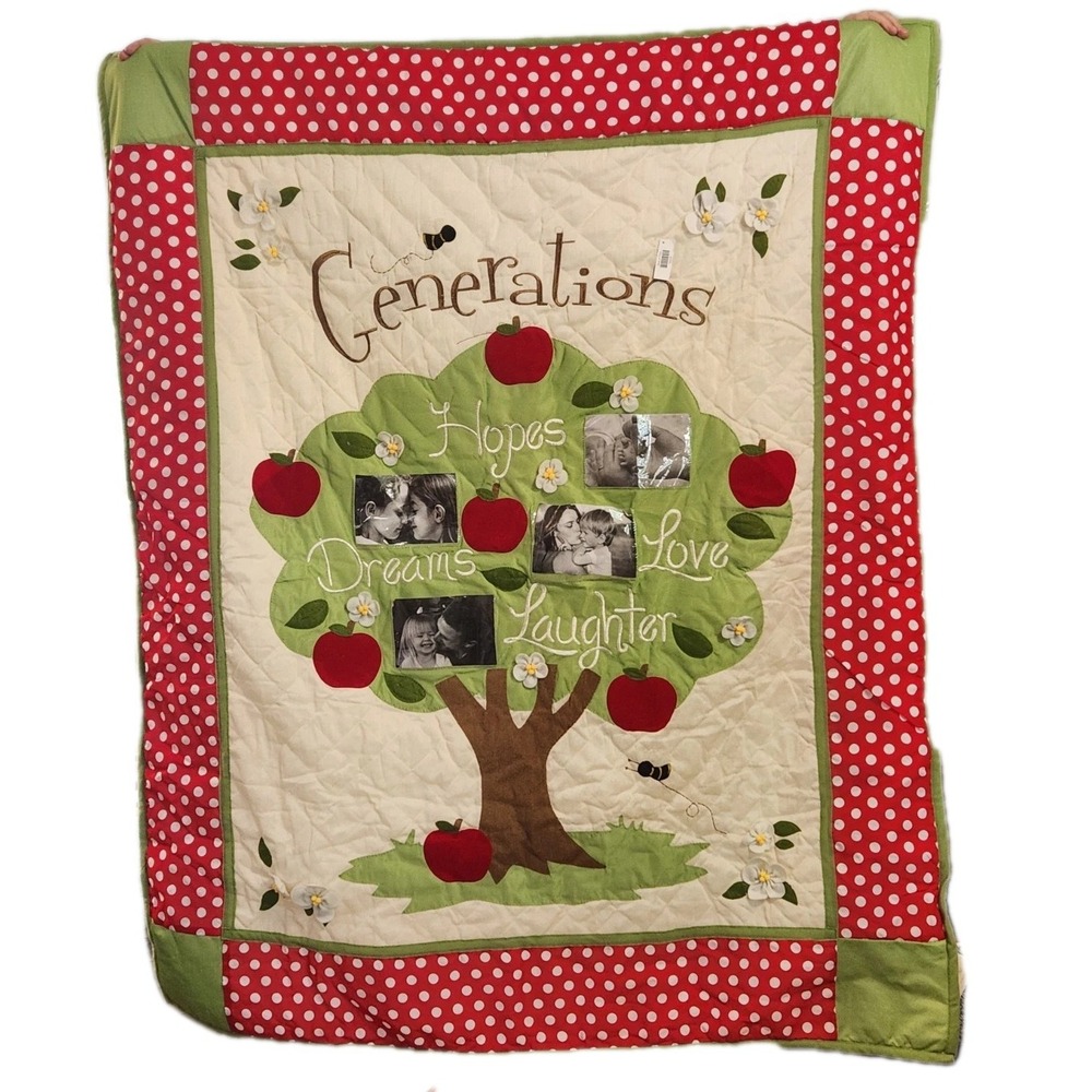 NEW Quilted Throw CRACKER BARREL Sweet As Pie Generations Photos 60" x‎ 50"